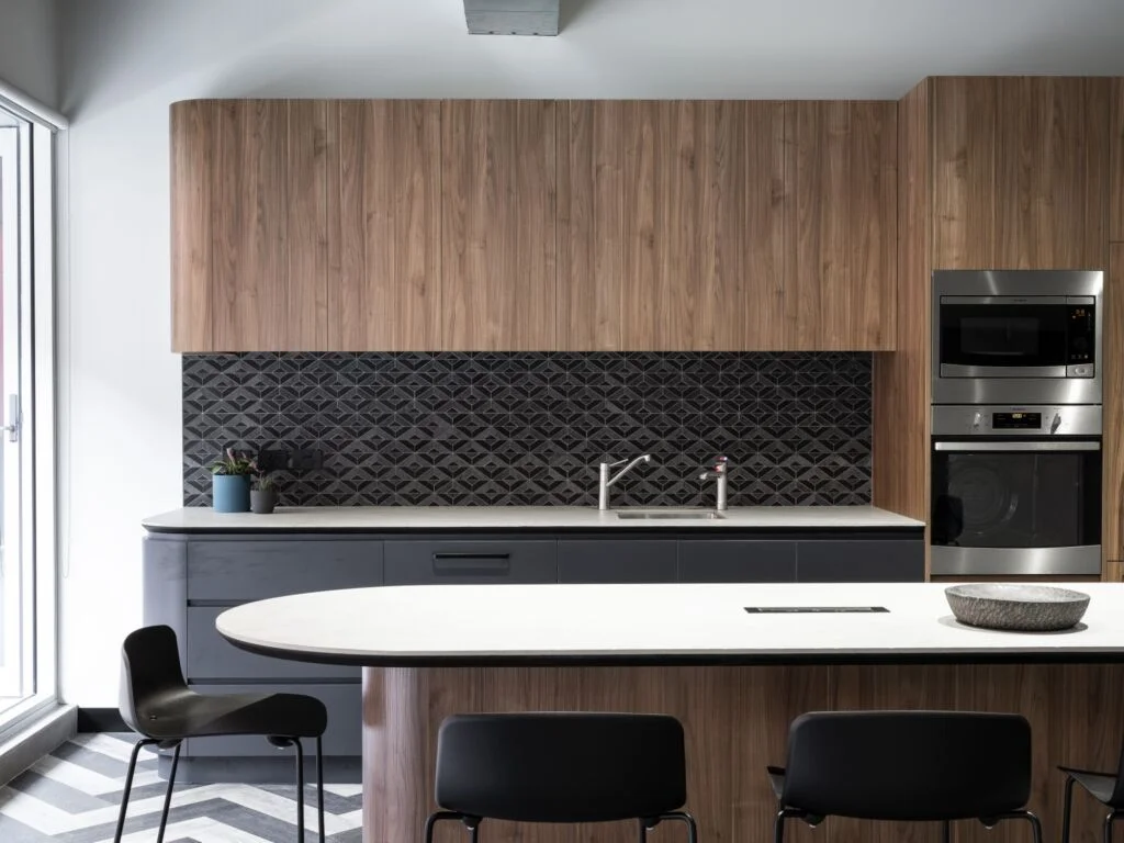 #morethanspace #interiordesign #commercialdesign #officedesign #workplacedesign #workplacecollaboration #kitchendesign #tiledsplashback #herringbonefloor #functionalspaces #workspacedesign #industrialofficedesign #customjoinery